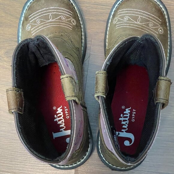 Justin Girls Gypsy Light Up Cross Embroidered Western Bay Apache Boots 3D - Picture 7 of 9